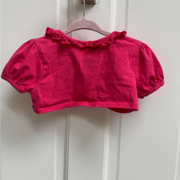 Blueberi Boulevard 3T Girls Hot Pink Short Sleeve Cropped Cardigan Sweater - Picture 5 of 5